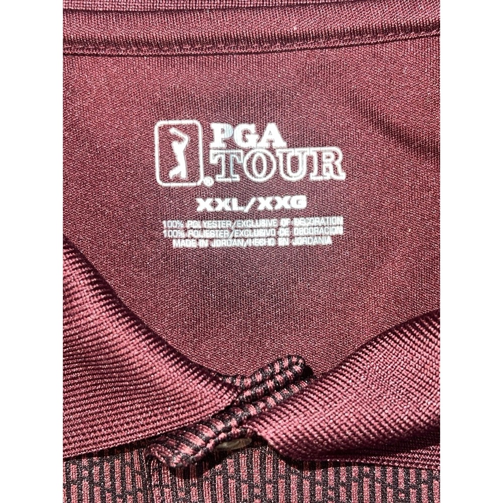 PGA Tour Polo Shirt‎ Mens 2XL Burgundy Performance Golf Polyester Stretch - Picture 5 of 8